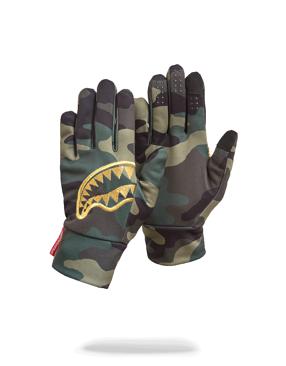 GOLD STENCIL CAMO GLOVES
