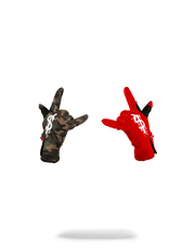 LEFT RED / RIGHT CAMO MONEY DRIPS GLOVES